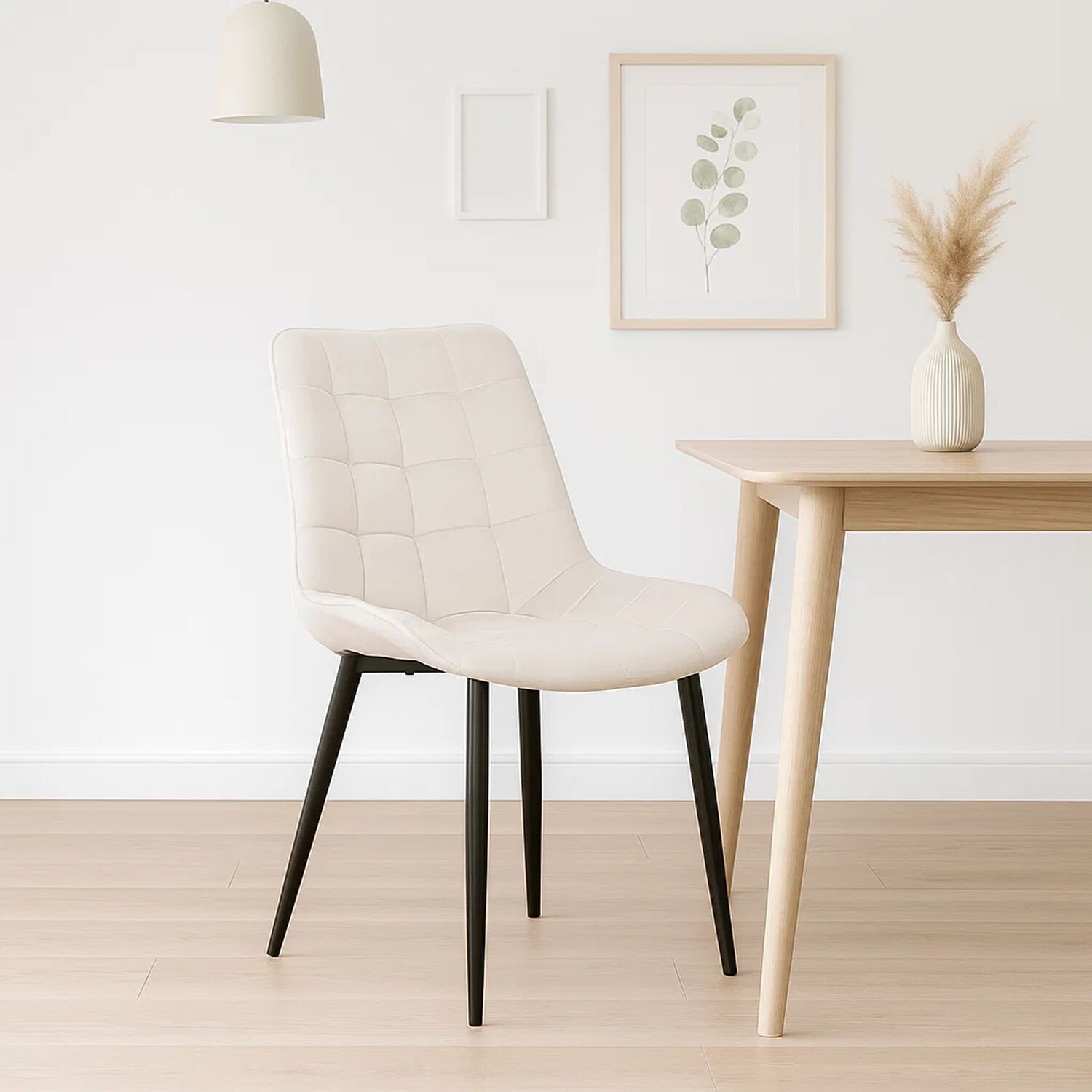 Silla De Comedor Macron Acolchada Terciopelo - Beige image number 1.0