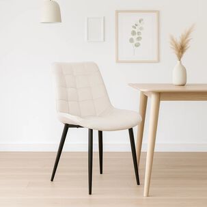 Silla De Comedor Macron Acolchada Terciopelo - Beige