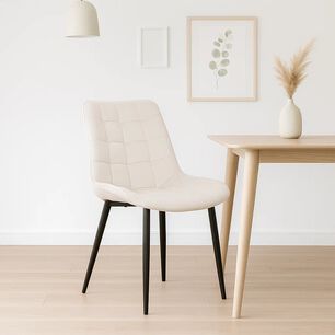 Silla De Comedor Macron Acolchada Terciopelo - Beige