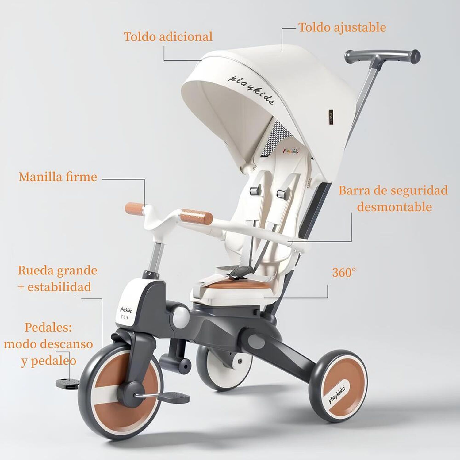 Triciclo De Paseo 360&deg; Y Balance 6 En 1 Plegable Negro image number 2.0