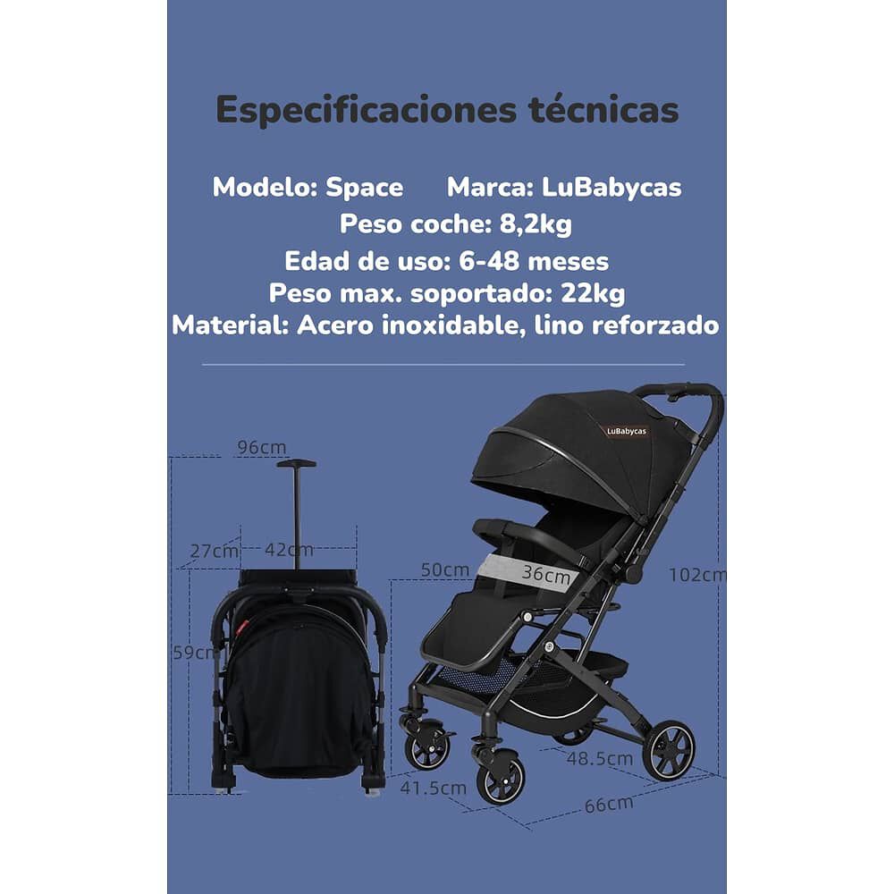 Coche De Paseo Reversible 4 Ruedas 360space Pink Lubabycas image number 2.0