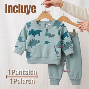 Conjunto Buzo Poler&oacute;n 2 Piezas Beb&eacute; Ni&ntilde;o Estampado Dinosaur