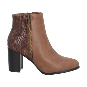 Botin Mujer Marr&oacute;n Taco Medio Lux Police