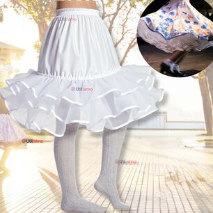 Falso Para Vestido Ni&ntilde;a Juvenil Fiestas Patrias Color Blanco