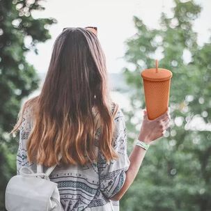 Vaso Tumbler T&eacute;rmico Bombilla 710 Ml Keep Naranja