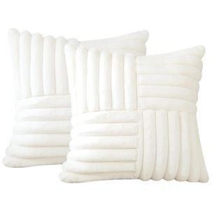 Pack De 02 Fundas De Coj&iacute;n Pelo De Conejo De Imitaci&oacute;n 45x45 Blanco