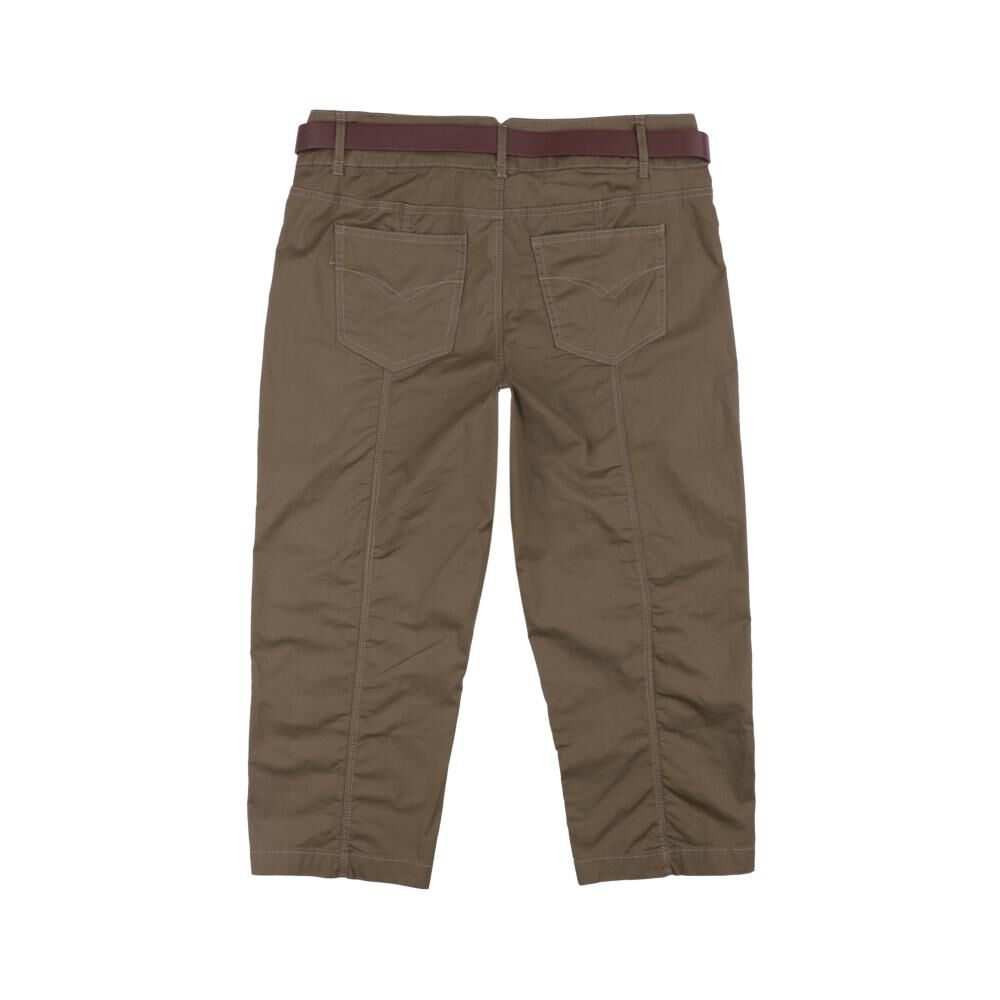 Bermuda Pescador Liso Con Cintur&oacute;n Tiro Medio Regular Mujer Geeps image number 1.0