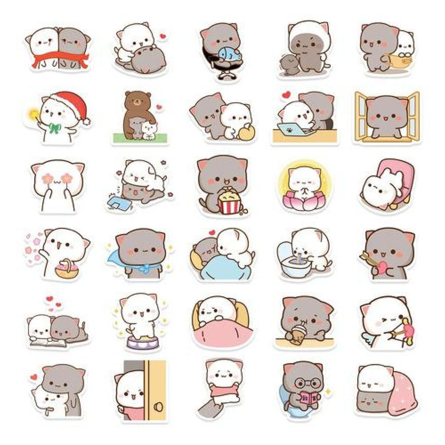 Set Stickers Calcomonias Mochi Mochi Peach Cat Gatitos Kawai image number 6.0