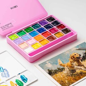 Set Himi Gouache 24 Colores / 30gr Incluye Pinceles Rosado