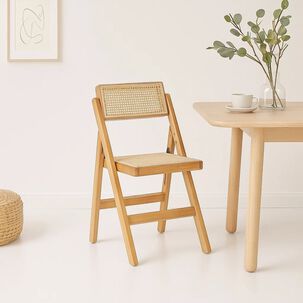 Silla Mistral Plegable De Madera Rattan Natural