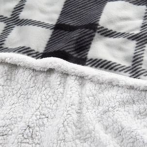 Frazada Polar-sherpa Estampada 1.5 Plazas Tartan Gris