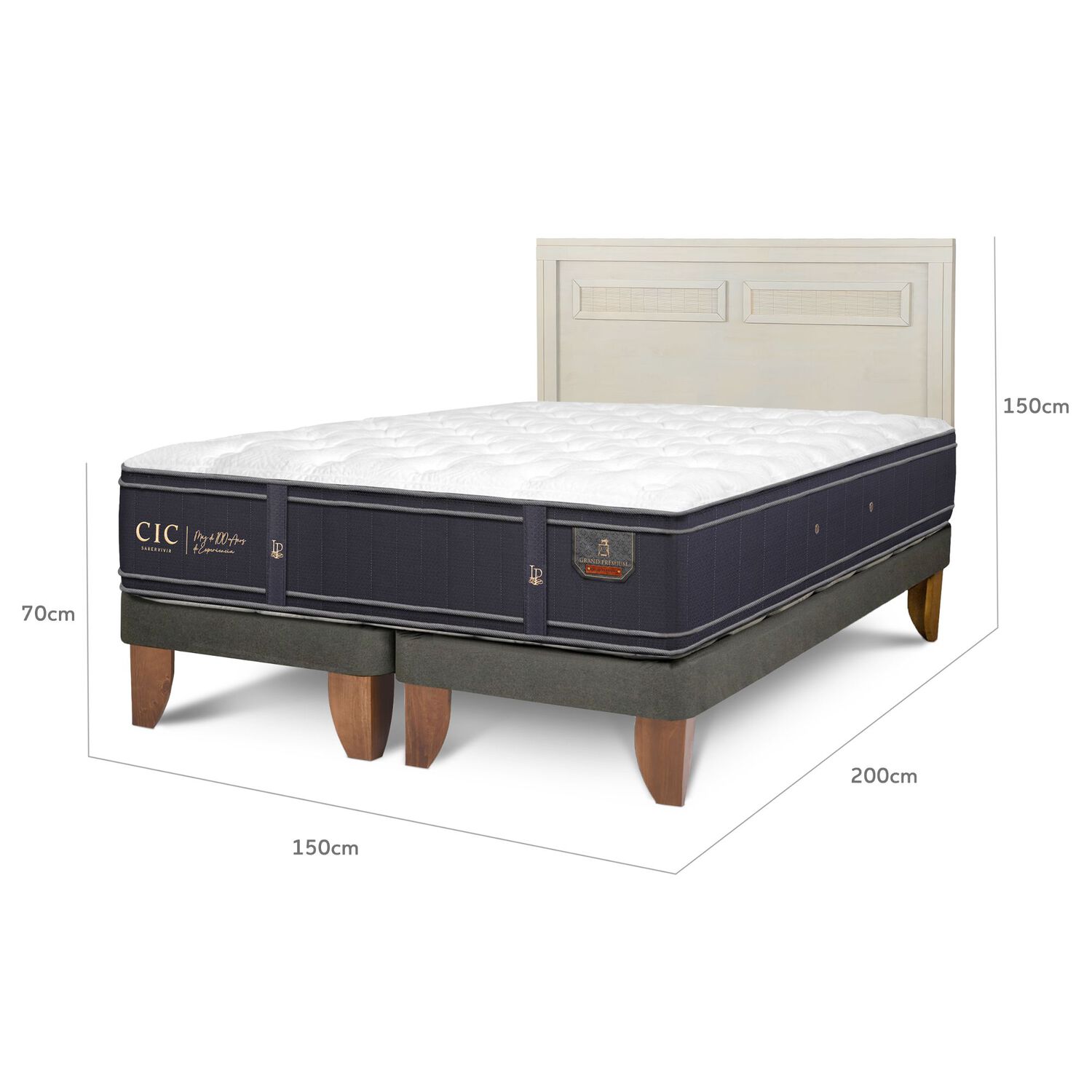 Cama Europea Cic Linea Premium / 2 Plazas / Base Dividida + Respaldo image number 2.0