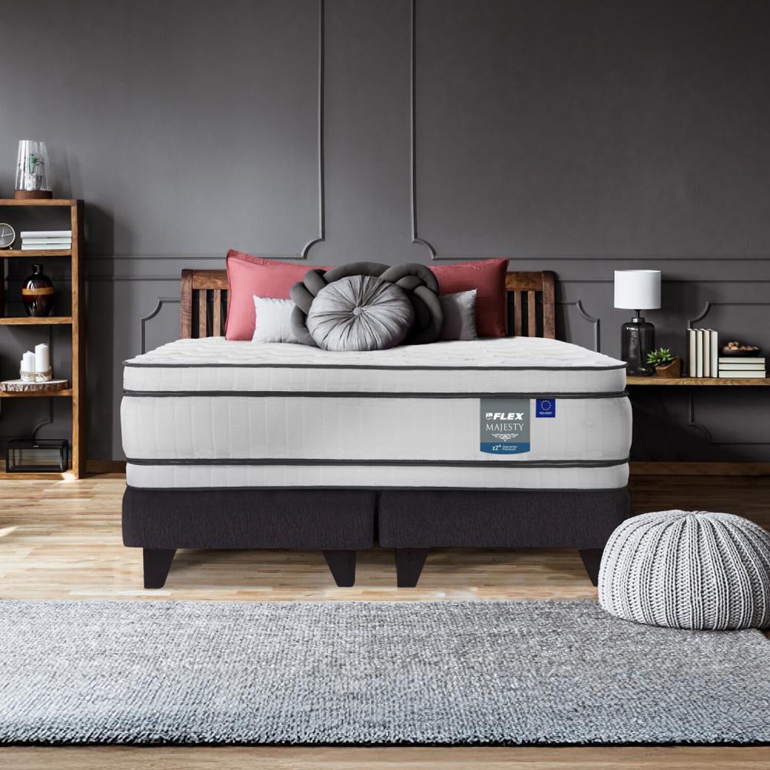 Cama Europea Flex Majesty / King / Base Dividida + Respaldo image number 4.0