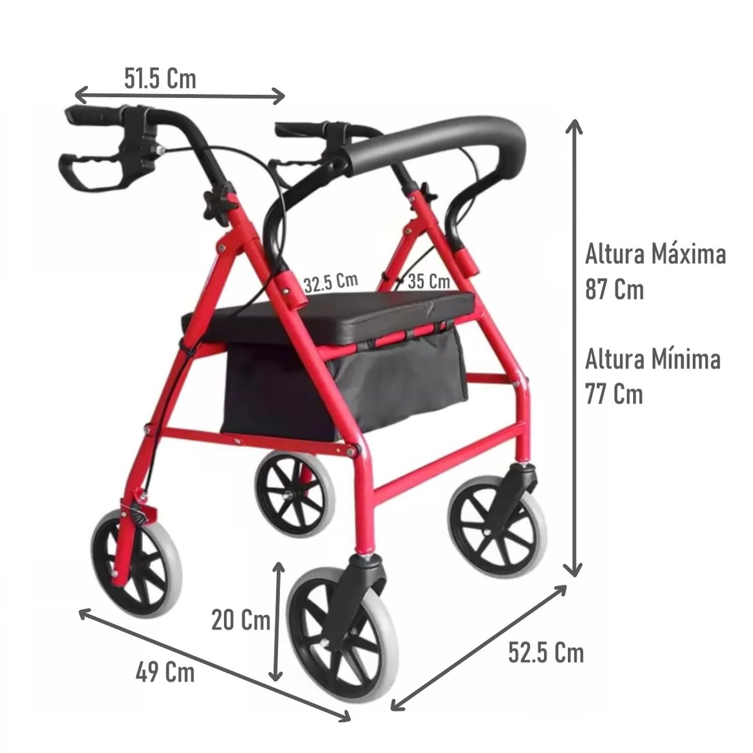 Andador Burrito 4 Ruedas Plegable Con Asiento Y Bolso 3004d image number 3.0