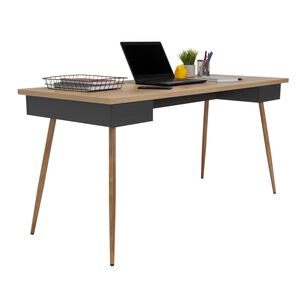 Escritorio 150x73,5x63 Cm Fm-044c Café Claro Y Plomo
