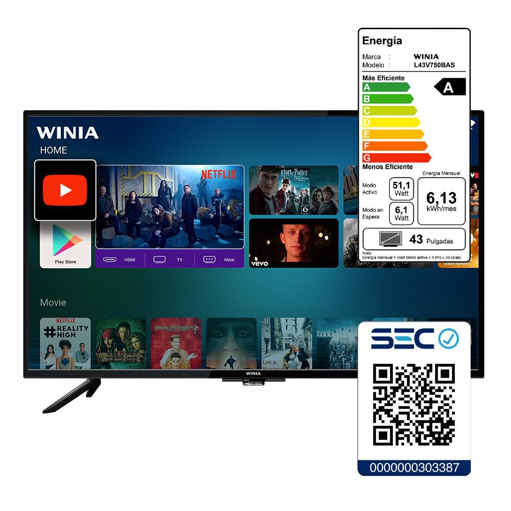 Led 43" Winia L43V750BAS / Full HD / Smart TV image number 3.0
