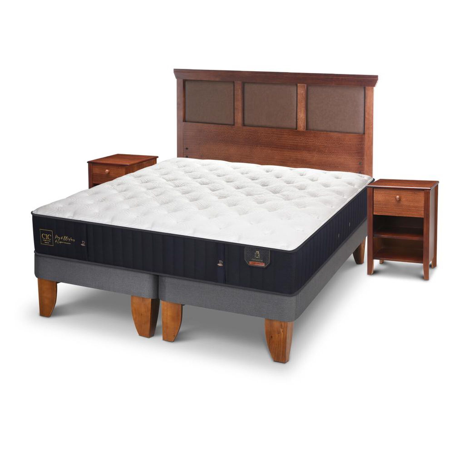 Cama Europea Cic Premium / 2 Plazas / Base Dividida + Set De Maderas image number 3.0