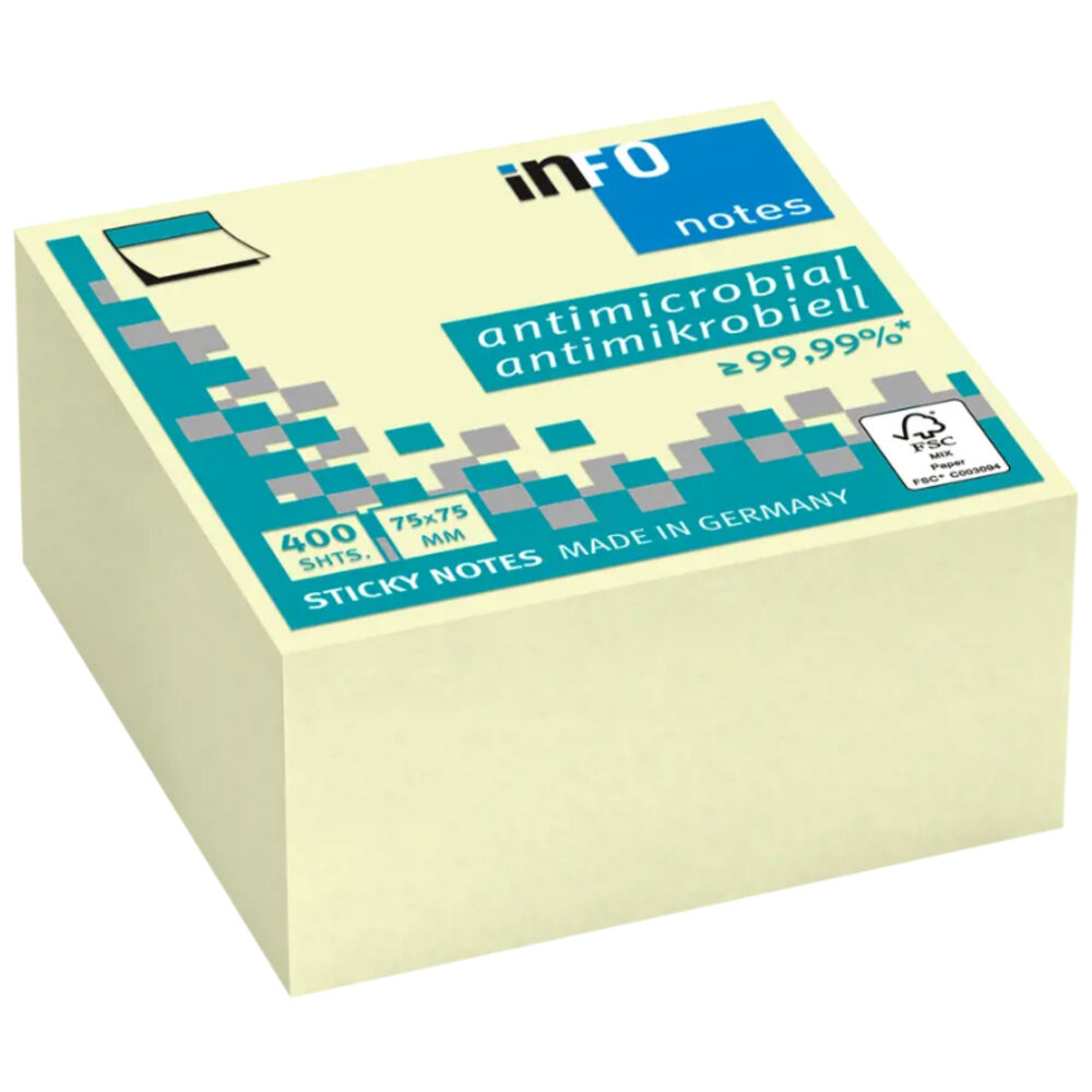 Pads Notas Adhesivas Antimicrobial 400hojas 75mmx75mm - Ps image number 0.0