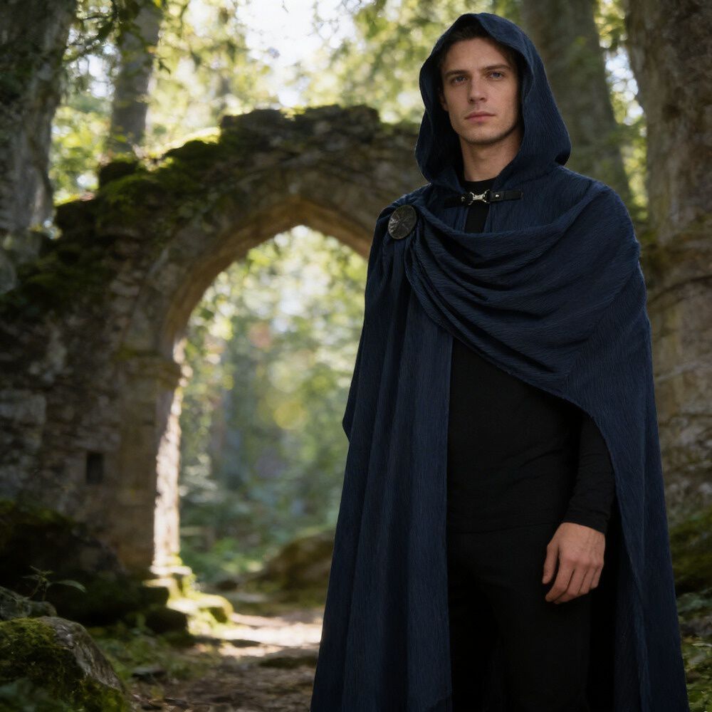 Disfraz Capa Con Capucha Medieval Con Broche Para Cosplay Halloween Y Teatro Unisex image number 1.0