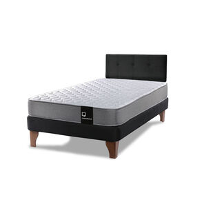 Cama Europea Zen Best 1.5 Plaza Tela Velvet Negro + Respaldo