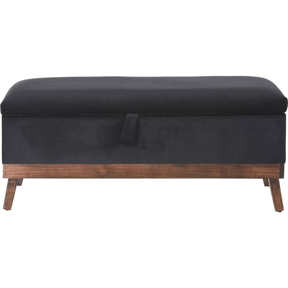 Banqueta Con Ba&uacute;l Incy Negro Felpa 120x40x50 Cm M&aacute;xima Design image number 0.0