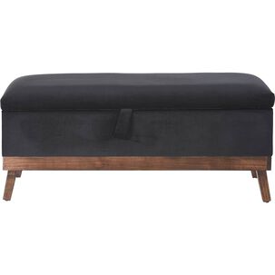 Banqueta Con Ba&uacute;l Incy Negro Felpa 120x40x50 Cm M&aacute;xima Design