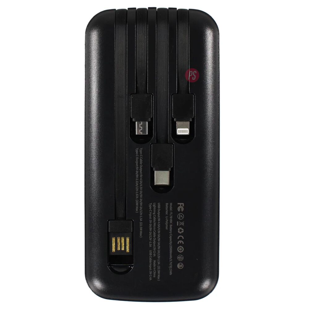 Power Bank 25000mah 22.5w Con 4 Cables Carga Rapida Colores - Ps image number 2.0