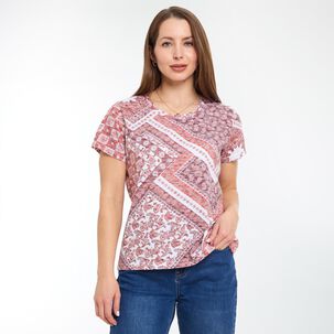 Polera Full Print Manga Corta Cuello Redondo Mujer Geeps