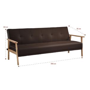 Futón Sofa Cama 3 Cuerpos Lahti Ecocuero Café