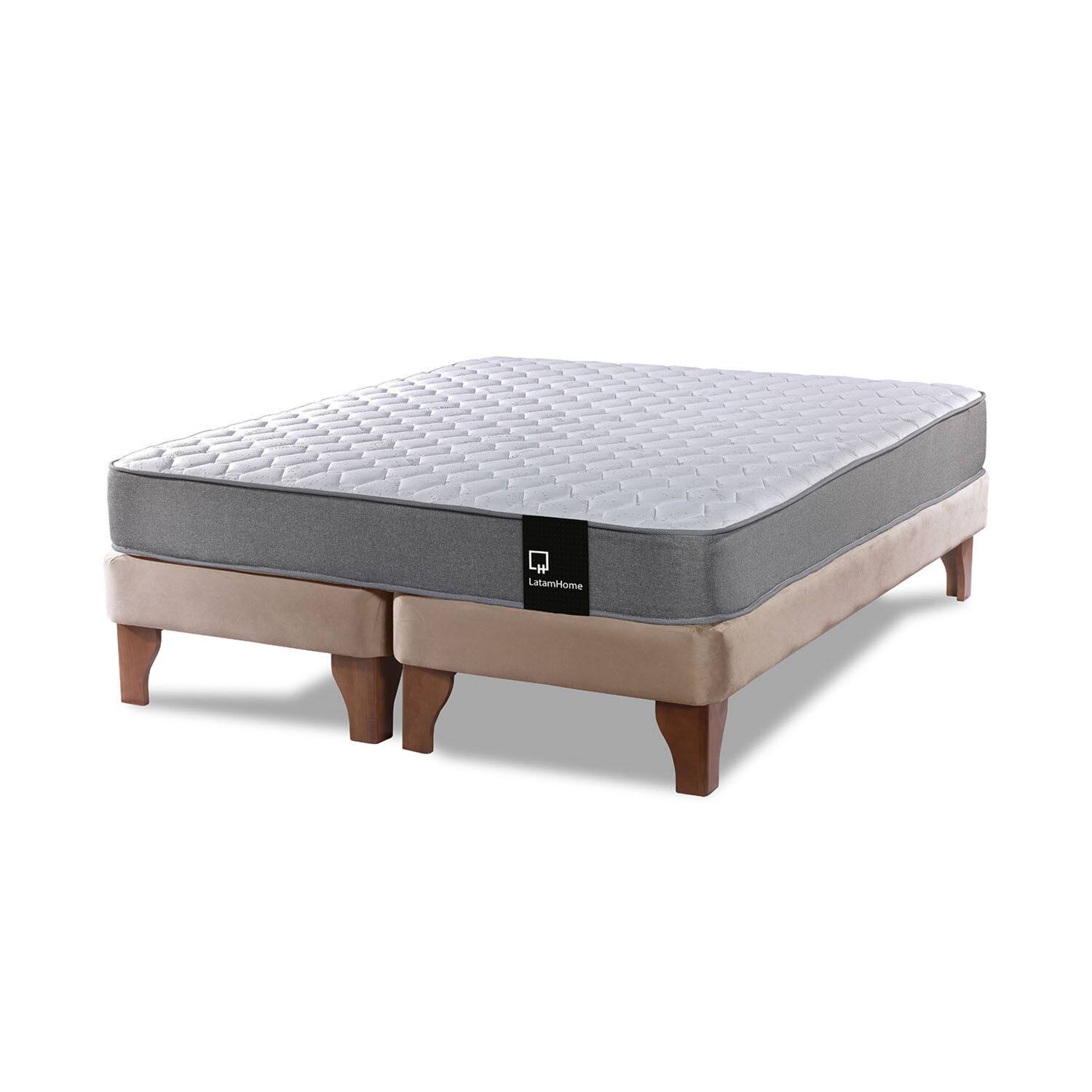 Cama Europea Zen Best Tela Velvet Beige 2 Plazas image number 1.0