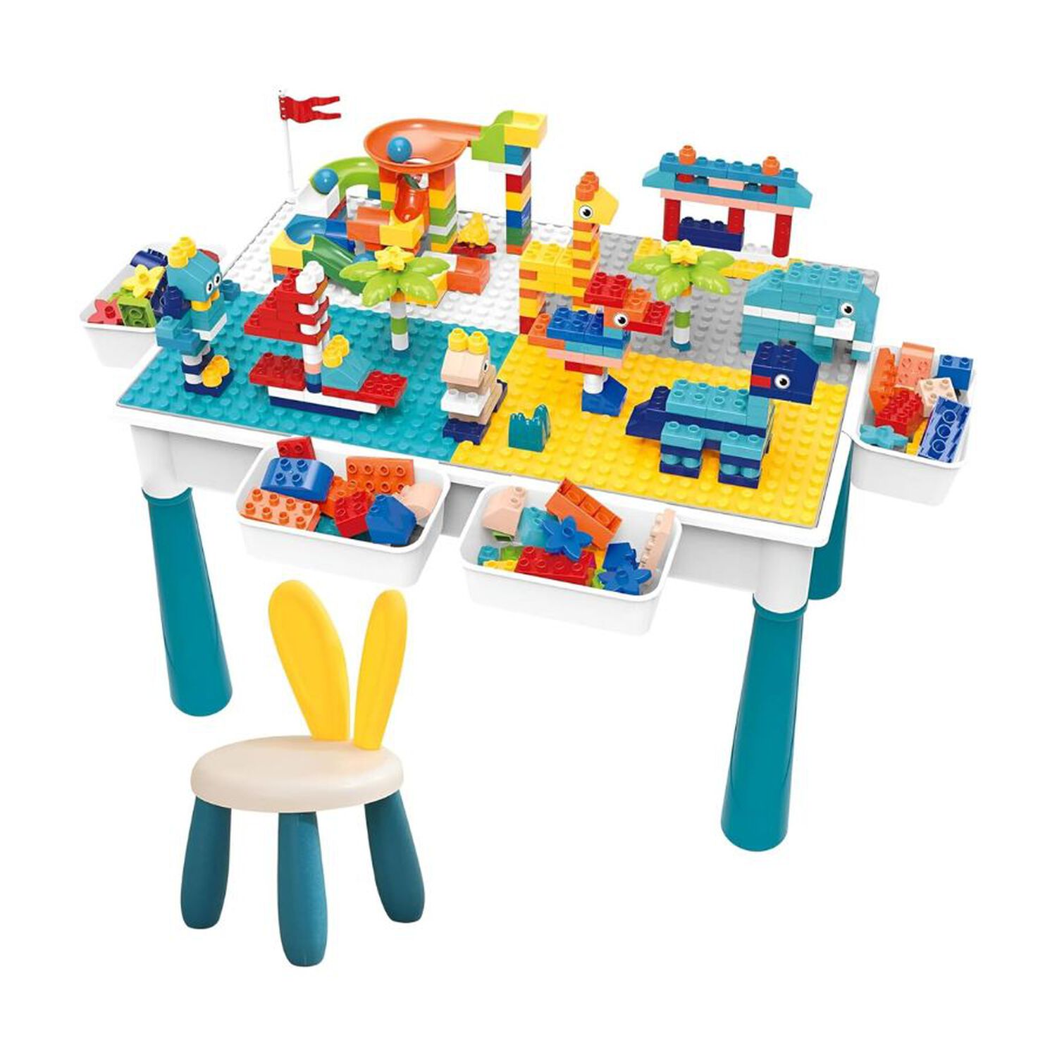 Mesa Did&aacute;ctica Bloques De Construcci&oacute;n 108pcs Azul image number 0.0