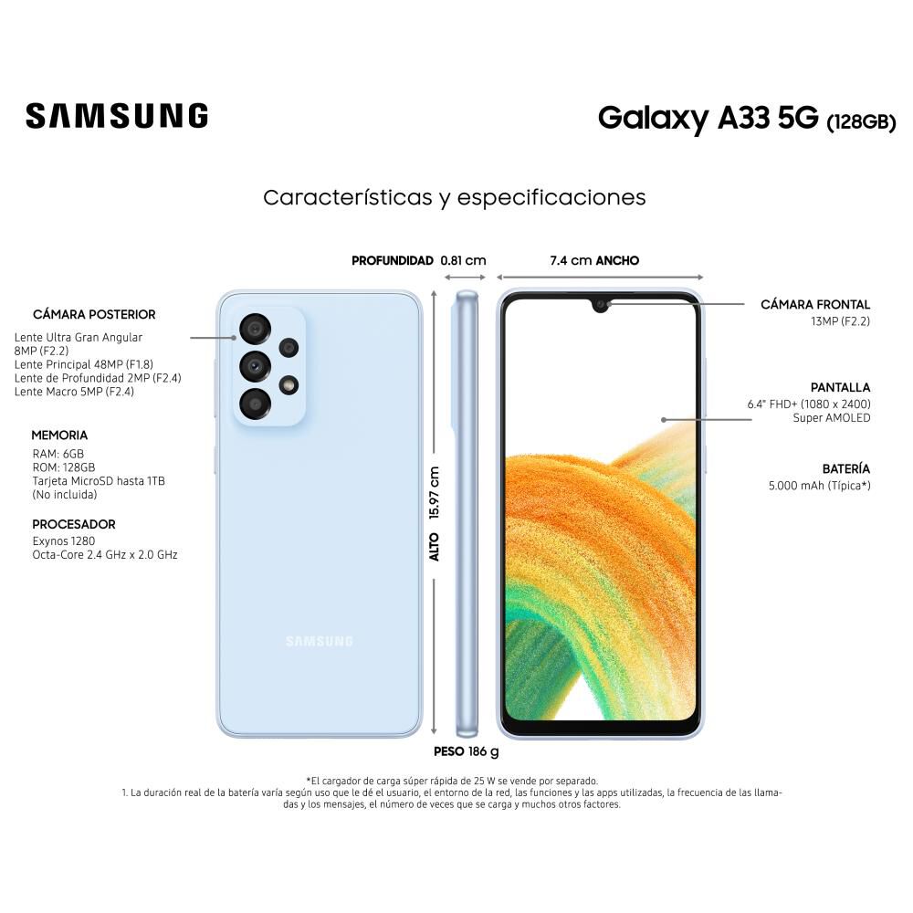 Smartphone Samsung Galaxy A33 / 5G / 128 GB / Liberado image number 1.0