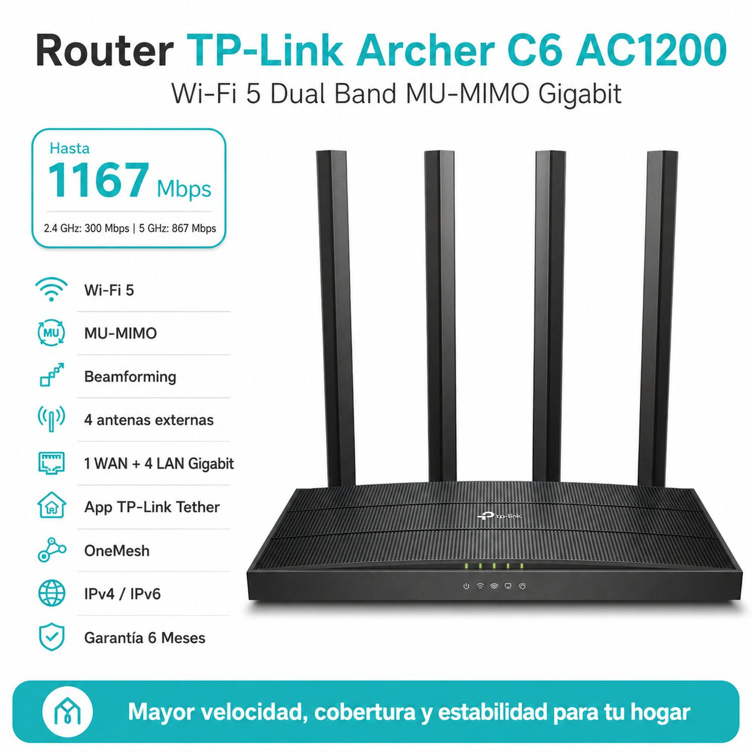 Router Tp-link Ac1200 Archer C6 Mu-mimo Gigabyte image number 3.0