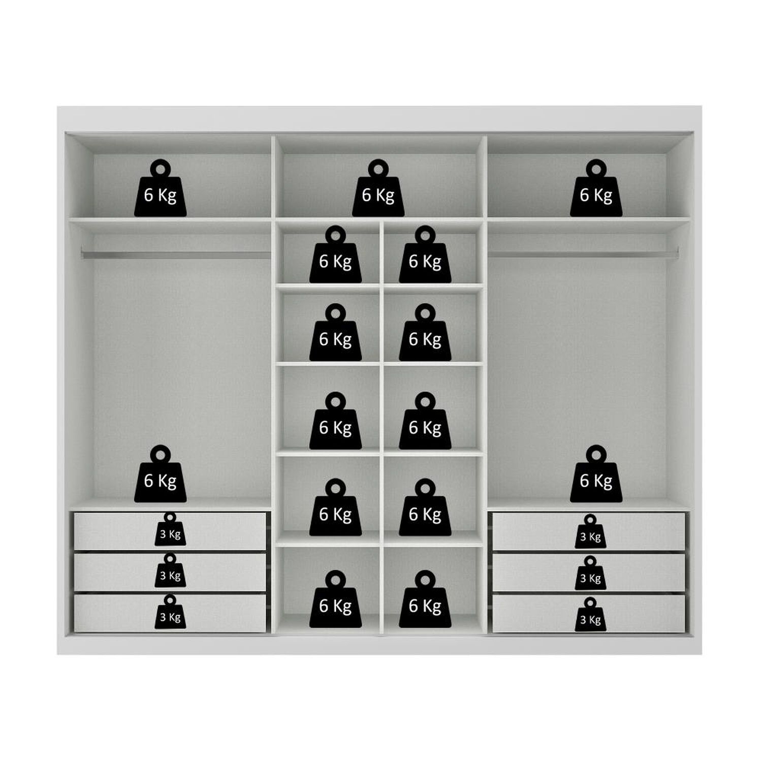 Cl&oacute;set Di Poretti Design Closet Senna / 3 Puertas / 6 Cajones image number 2.0
