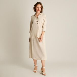 Blusa Manga 3/4 Cuello Camisero Mujer Lorenzo Di Pontti