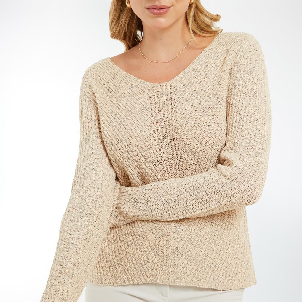 Sweater Regular Manga Larga Cuello V Mujer Kimera image number 4.0