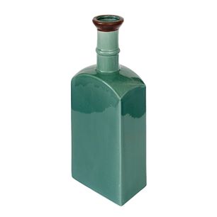 Botella Decorativa De Cer&aacute;mica Turquesa 36x13 Cm