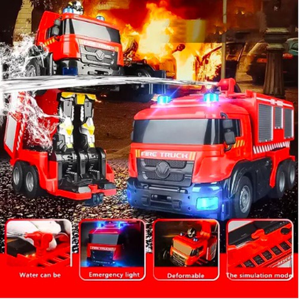 Auto A Control Remoto Transformer Bombero Lanza Agua image number 5.0