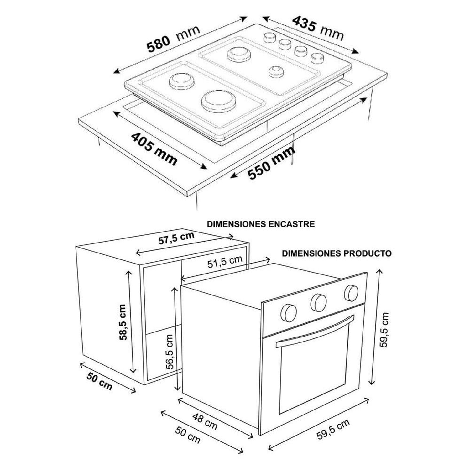 Kit De Cocina Sindelen Campana CA-610EIN + Encimera CEG-4600IN + Horno HE-7200IN 4 Quemadores image number 5.0