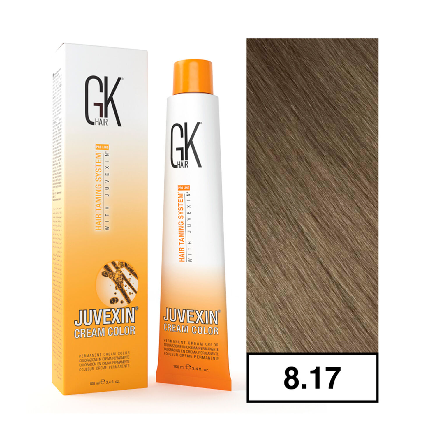 Gkhair - Tintura Cream Color Permanente Vegana 100ml + Oxidante - 8.17 Rubio Claro Mate image number 0.0