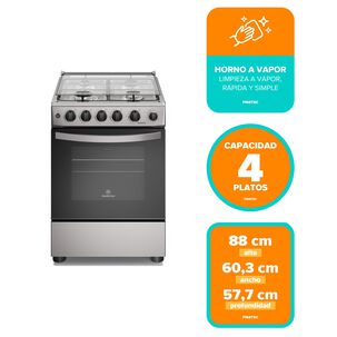 Cocina A Gas 4 Platos Horno Vapor Y Temporizador Fm4tsc Silver