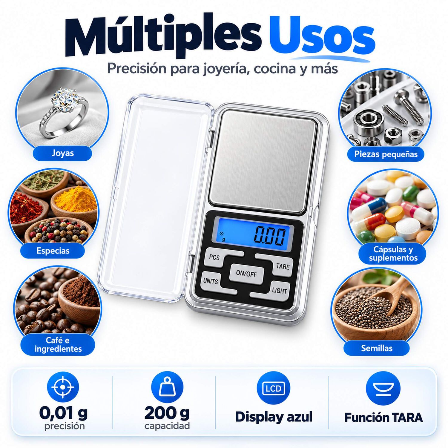 Pesa Gramera De Alta Precisi&oacute;n Hasta 200 Gramos Ws32s Pro image number 5.0