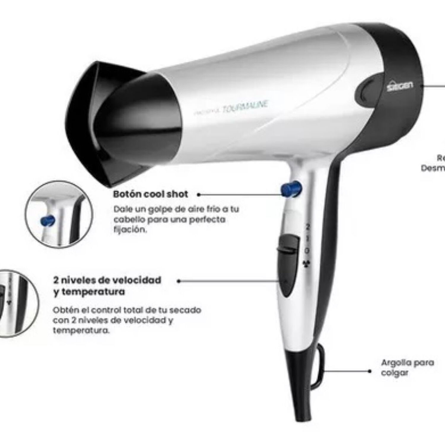 Secador De Pelo Siegen Signature Silver Sg3025s 2000watts image number 4.0