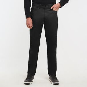 Pantalón Liso Tiro Medio Slim Hombre Az Black