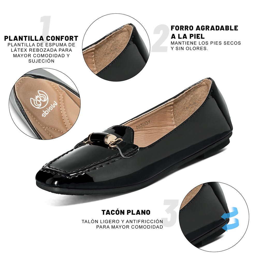 Mocasin Casual Mujer Vintage Charol Plano Weide You509 image number 7.0