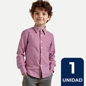 Camisa Huaso Cuadrillé Algodón Niño Juvenil Color Rojo
