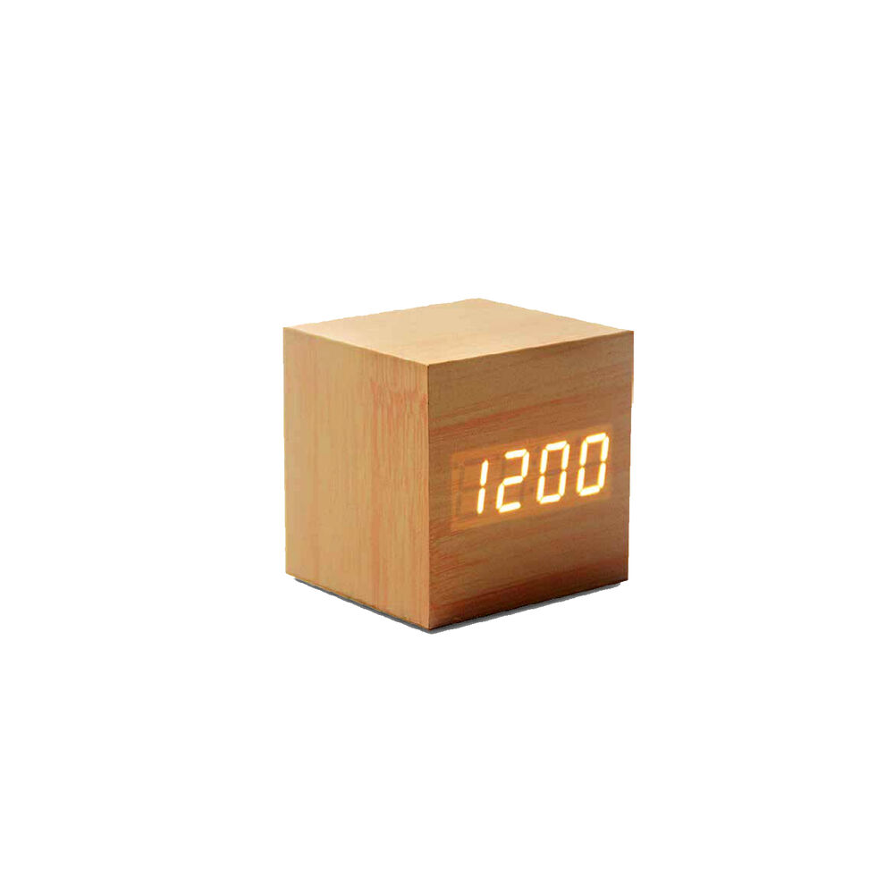 Reloj Despertador Cubo De Madera Digital Pantalla Led - Ps image number 0.0