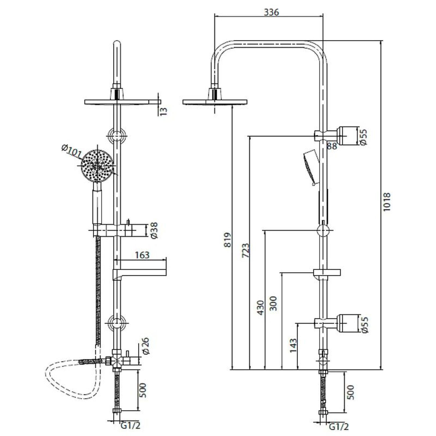 Columna De Ducha Modelo Venti Marca Stretto (sin Monomando) image number 4.0
