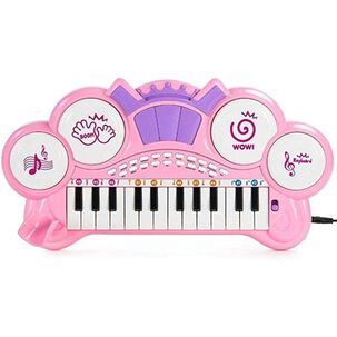 Juguete Teclado Piano Musical Con Microfono Rosado Infantil