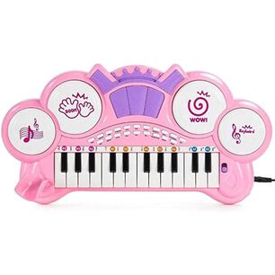 Juguete Teclado Piano Musical Con Microfono Rosado Infantil